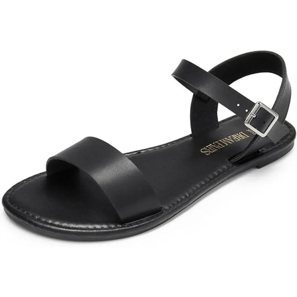 New Dream Pairs Womens Size 9 Black Ankle Strap Open Toe Buckle Sandal Shoes